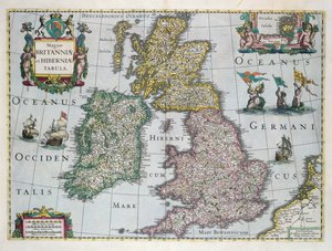 Nagy-Britannia térképe, 1631 (kézzel színezett metszet)